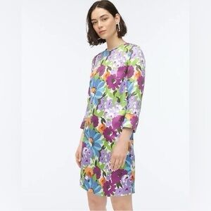 J. Crew Collection 100% Silk Twill Shift Dress Size 4 Floral Spring Party Dress